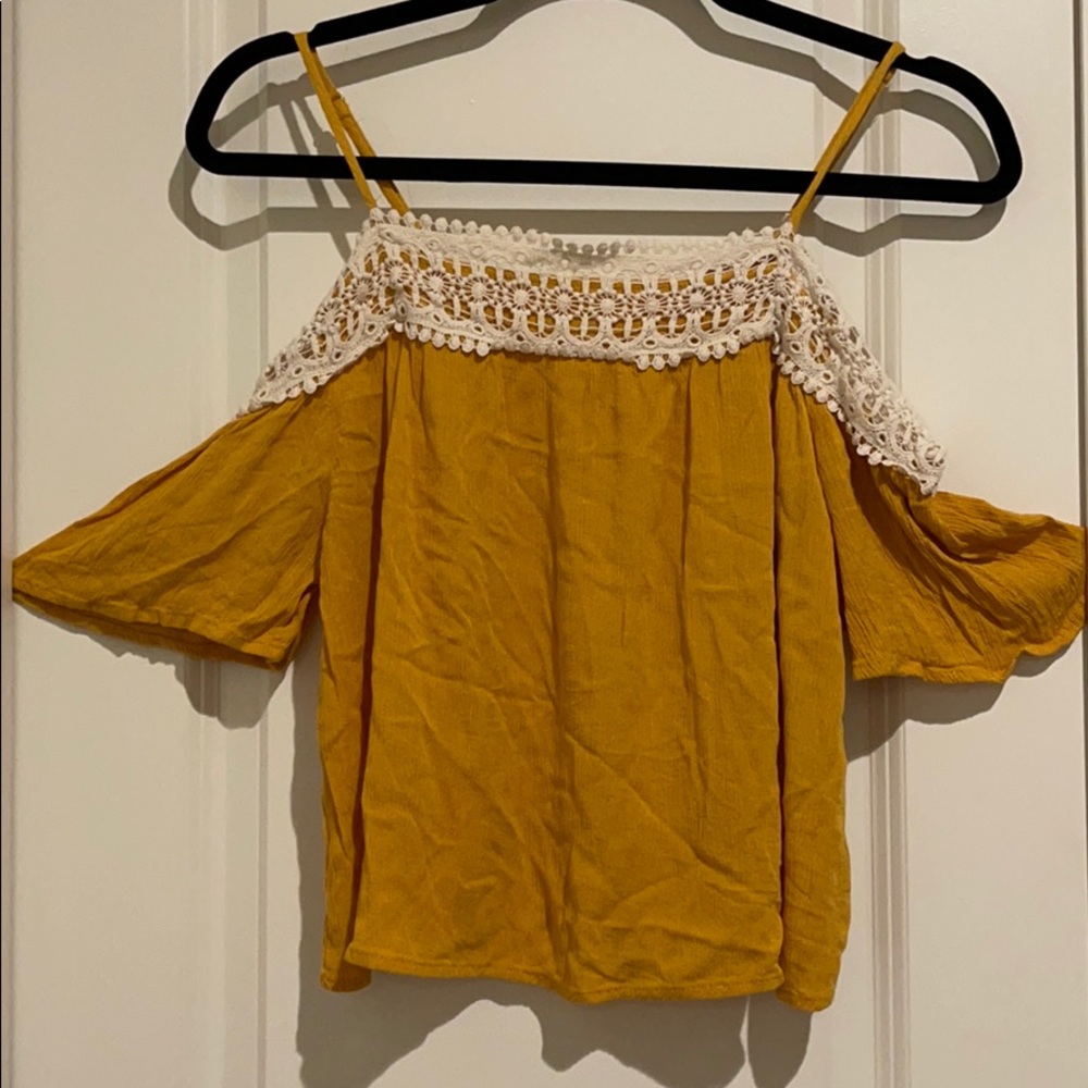 Mustard yellow off the shoulder tank